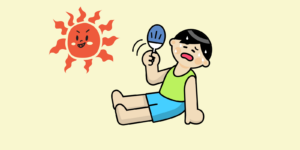 폭염으로 인한 온열질환을 예방하기 위해 부채로 체온을 내리고 있는사람